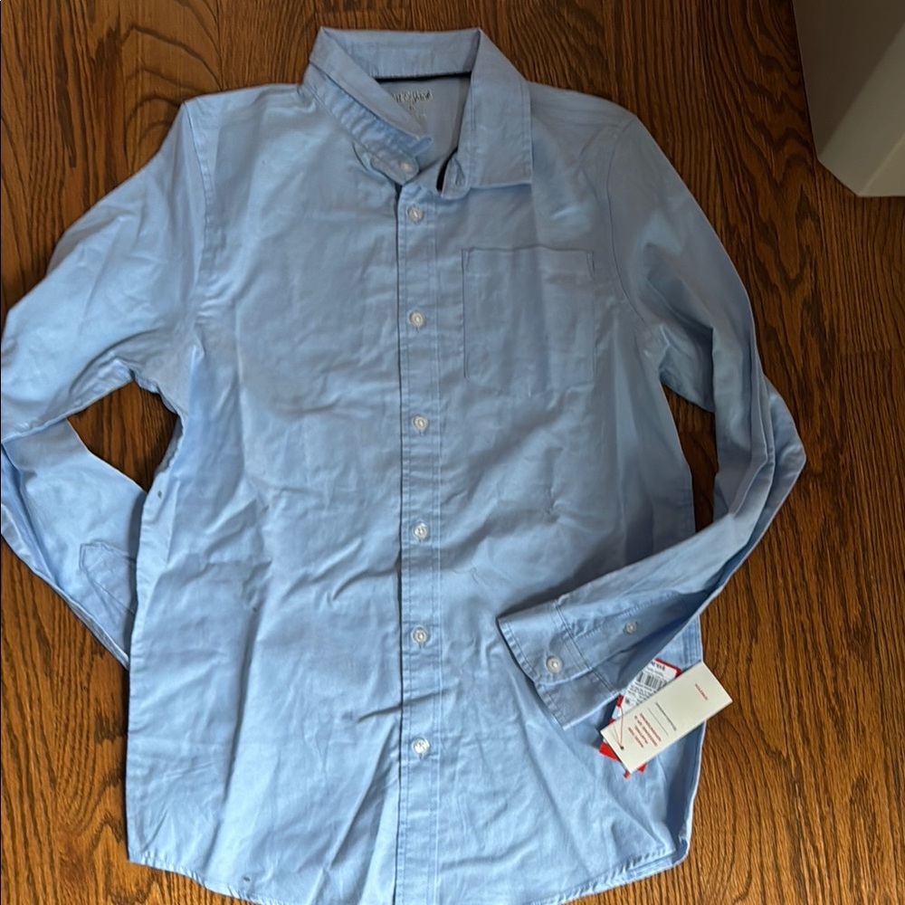 Cat & Jack stretch button down blue oxford shirt